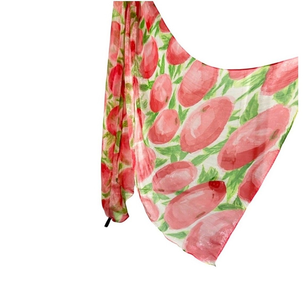 Lightweight Chiffon Peach Novelty Print Scarf Wrap Shawl NWT Cottagecore Prairie